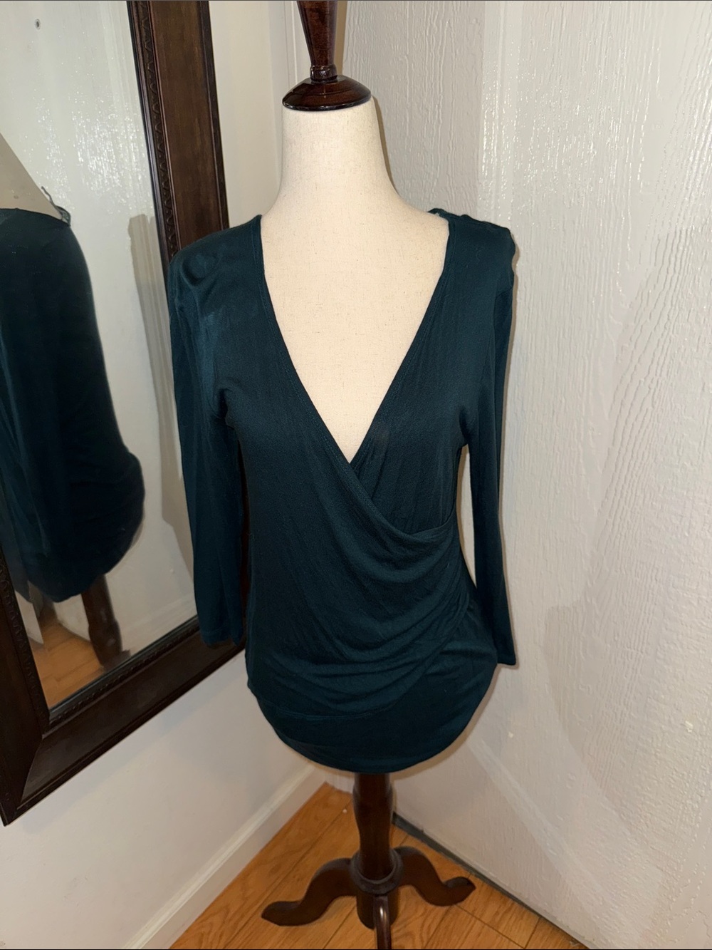 Sweet Grey Deep Teal Green Wrap Top